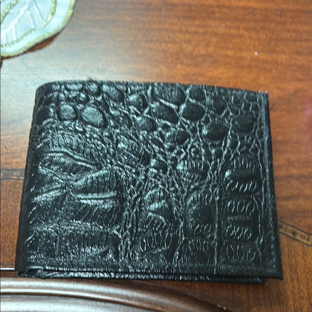 Black Crocodile Embossed Leather Wallet